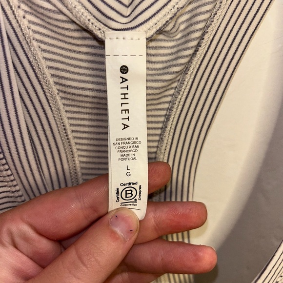 Athleta Racerback Tank Top - white and purple Stripes - Picture 4 of 4